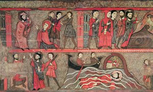 Alterfrontal med scener fra Saint Clements liv, fra kirken Sant Climent de Taüll, Vall de Boi, Alta Ribagorça, 2. halvdel av 1200-tallet (tempera på panel)